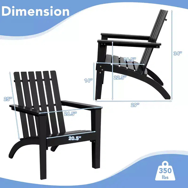 Sedia da Giardino Adirondack Costway in Legno di Acacia, con Braccioli, per Esterni Bianco\Nero\Grigio