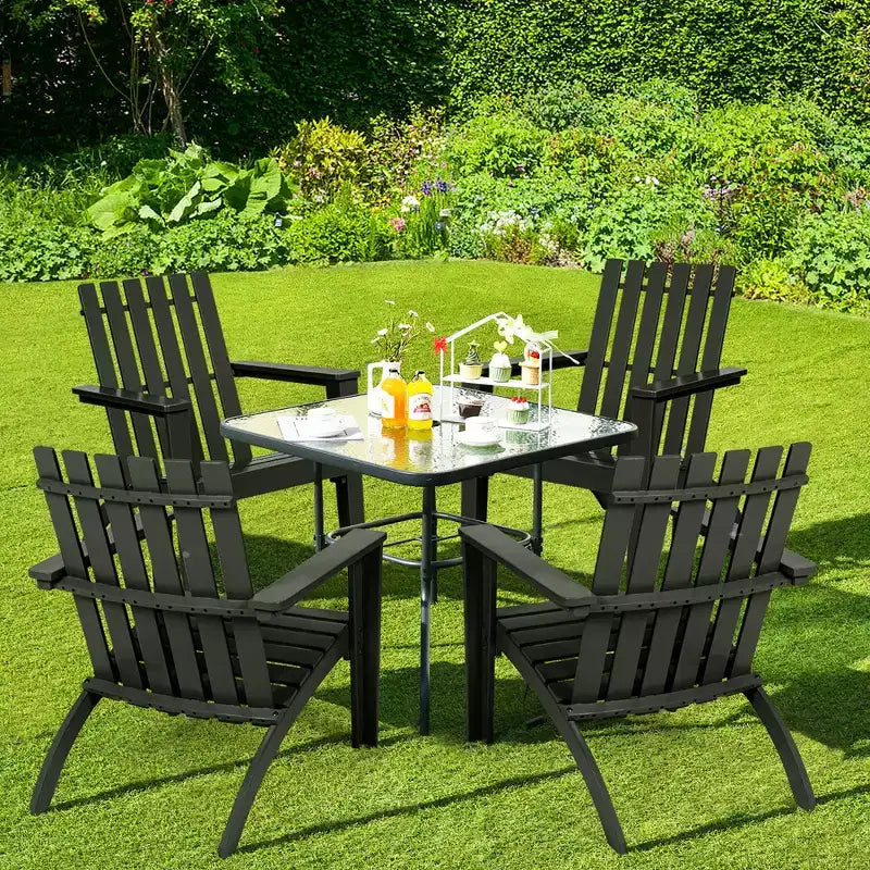 Sedia da Giardino Adirondack Costway in Legno di Acacia, con Braccioli, per Esterni Bianco\Nero\Grigio