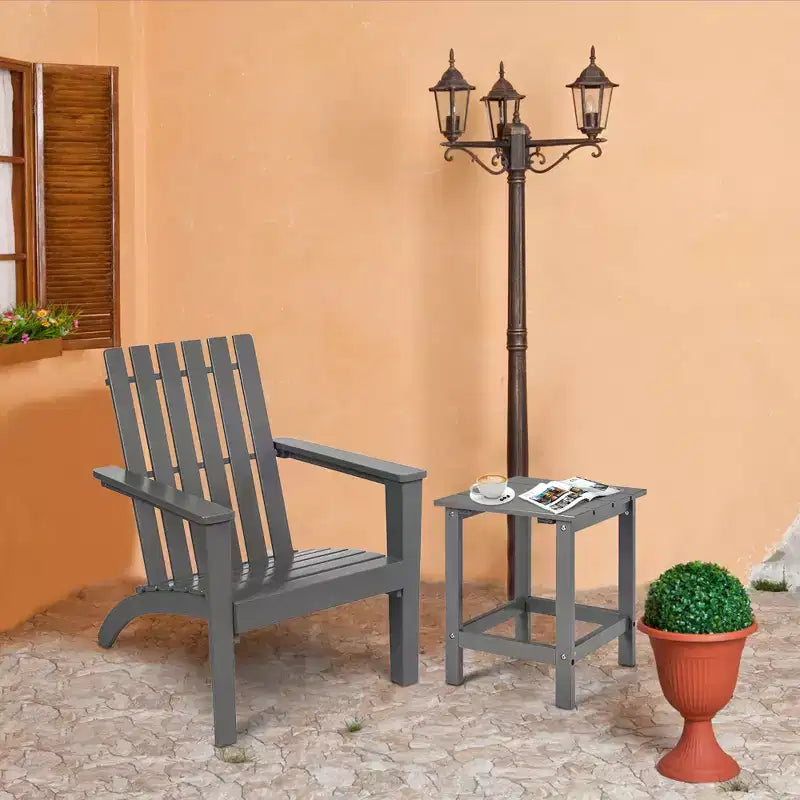 Costway Set 2 Tavolini Laterali da Giardino Adirondack in Legno Massello Grigi