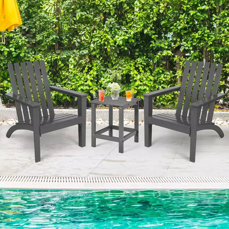 Costway Set 2 Tavolini Laterali da Giardino Adirondack in Legno Massello Grigi
