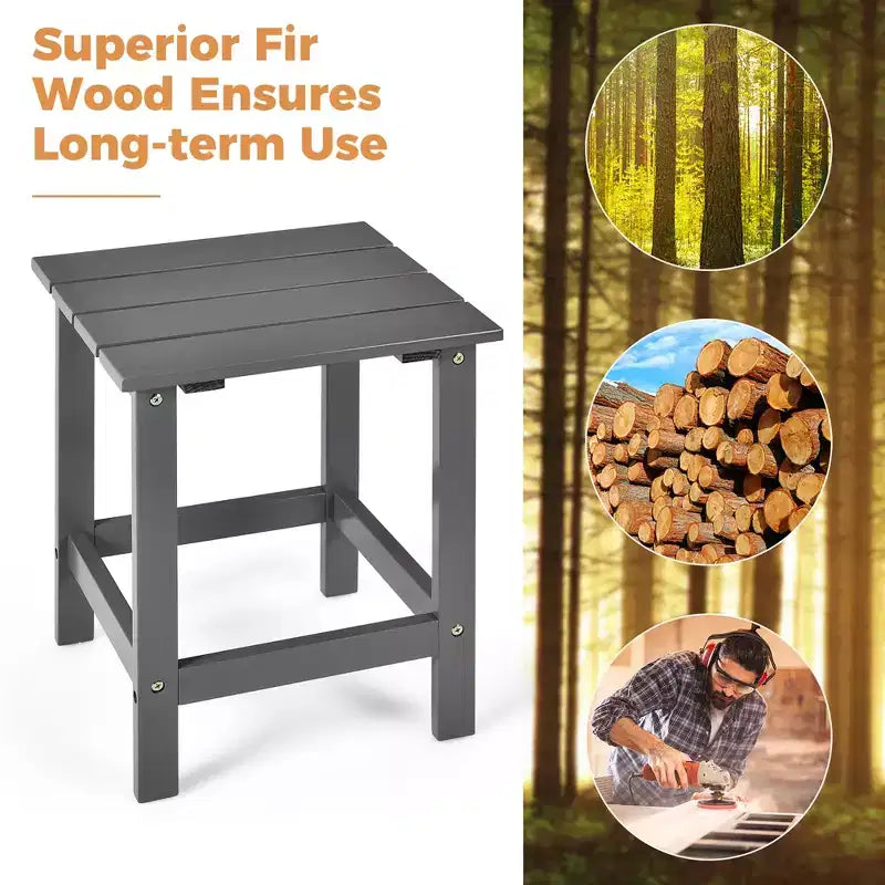 Costway Set 2 Tavolini Laterali da Giardino Adirondack in Legno Massello Grigi