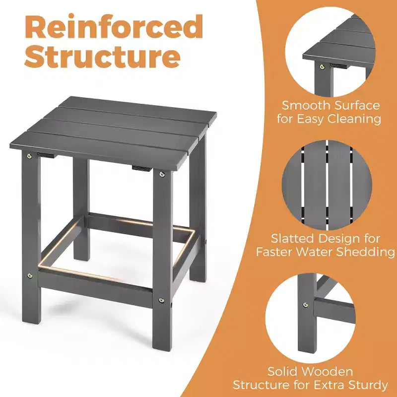 Costway Set 2 Tavolini Laterali da Giardino Adirondack in Legno Massello Grigi