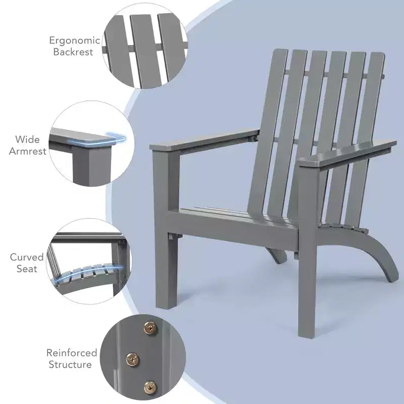 Costway Set 2 Tavolini Laterali da Giardino Adirondack in Legno Massello Grigi