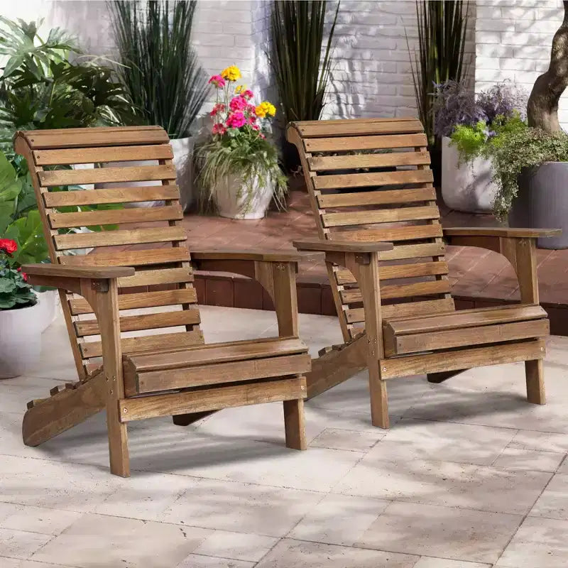 Teal Island Designs Sedie Adirondack Kenneth in Legno Naturale, Set da 2
