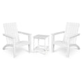 Costway 3PCS Patio Adirondack Chair Side Table Set Solid Wood Garden Deck White