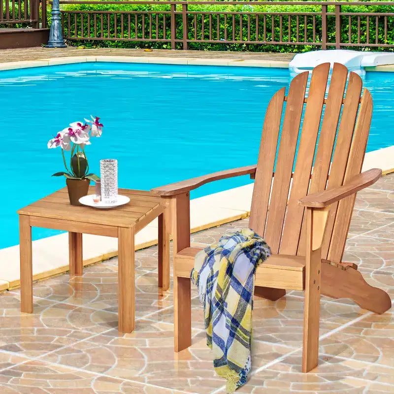 Costway Sedia da Esterno Adirondack in Legno Massello Robusta Mobili da Giardino GrigioNaturaleBianco