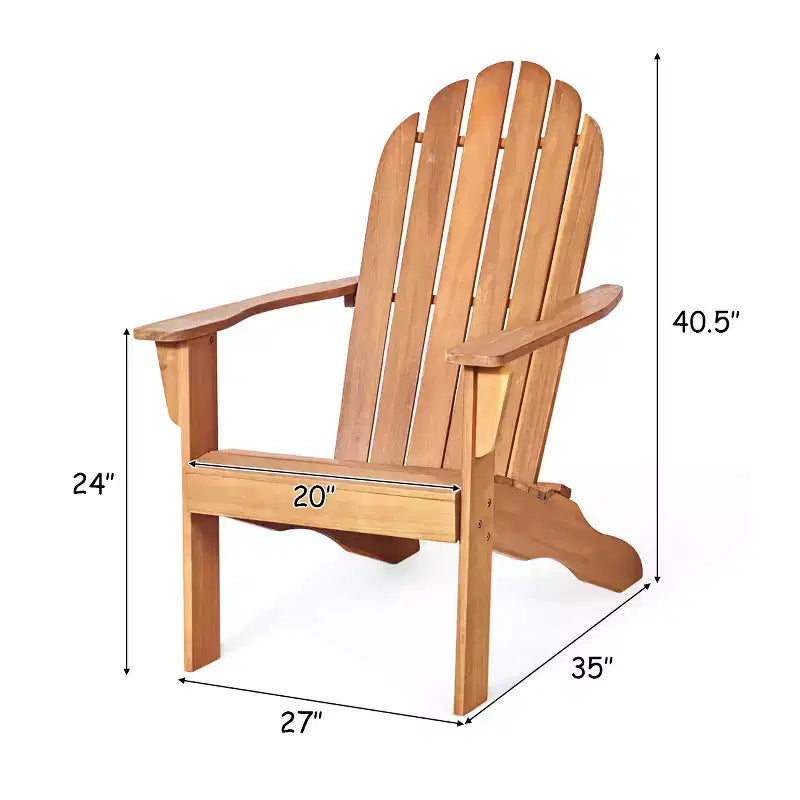 Costway Sedia da Esterno Adirondack in Legno Massello Robusta Mobili da Giardino GrigioNaturaleBianco