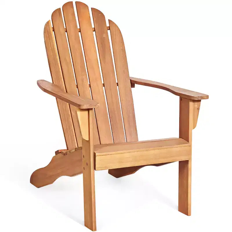 Costway Sedia da Esterno Adirondack in Legno Massello Robusta Mobili da Giardino GrigioNaturaleBianco