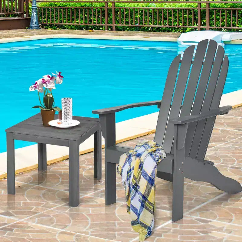 Costway Sedia da Esterno Adirondack in Legno Massello Robusta Mobili da Giardino GrigioNaturaleBianco