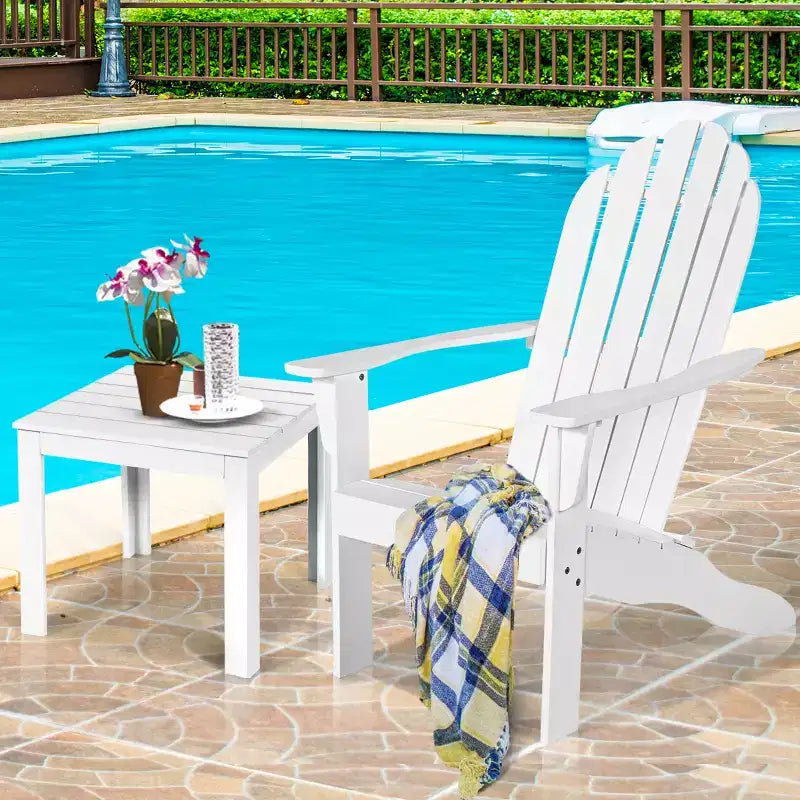Costway Sedia da Esterno Adirondack in Legno Massello Robusta Mobili da Giardino GrigioNaturaleBianco