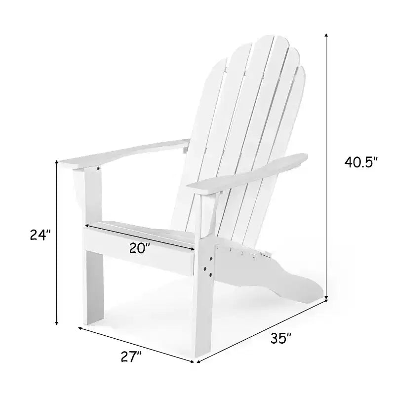 Costway Sedia da Esterno Adirondack in Legno Massello Robusta Mobili da Giardino GrigioNaturaleBianco