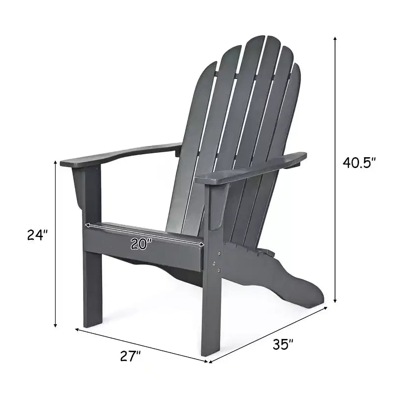 Costway Sedia da Esterno Adirondack in Legno Massello Robusta Mobili da Giardino GrigioNaturaleBianco