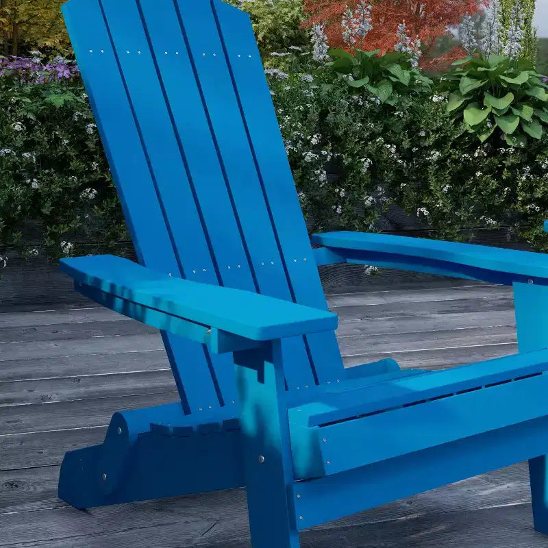 Merrick Lane Set di due sedie pieghevoli da giardino Adirondack con tavolino da esterno abbinato