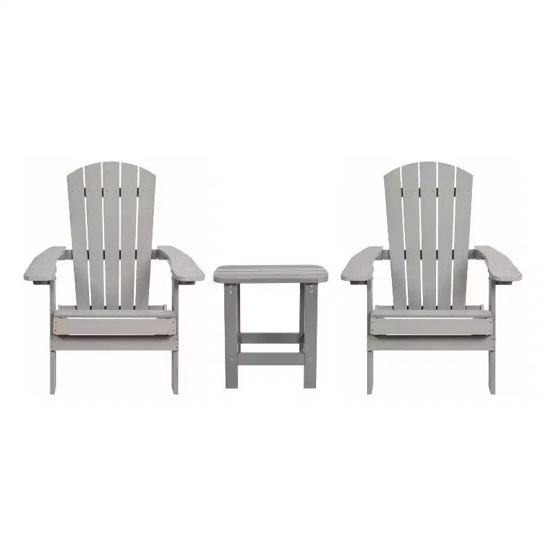Merrick Lane Set di due sedie pieghevoli da giardino Adirondack con tavolino da esterno abbinato