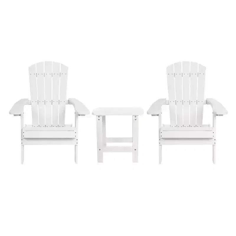 Merrick Lane Set di due sedie pieghevoli da giardino Adirondack con tavolino da esterno abbinato