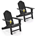 Costway 2PCS Patio Adirondack Chair Weather Resistant Garden Deck W/Cup Holder White\Black\Grey\Turquoise\Navy\Red