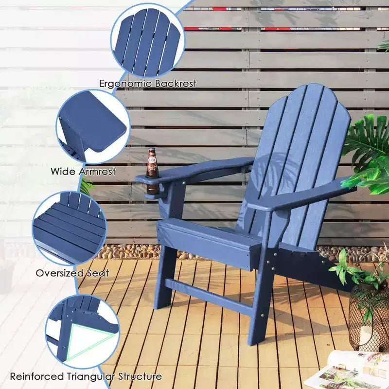 Sedia Adirondack da Patio Costway Resistente alle Intemperie per Giardino/Terrazzo con Portabicchieri Bianco/Nero/Grigio/Turchese/Blu Marino/Rosso