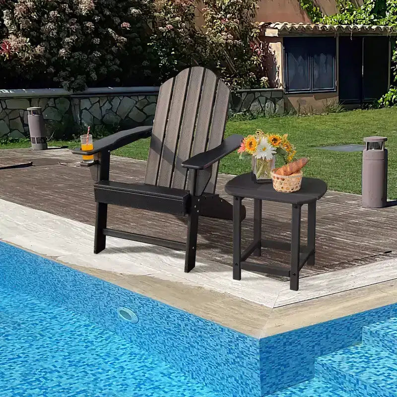 Sedia Adirondack da Patio Costway Resistente alle Intemperie per Giardino/Terrazzo con Portabicchieri Bianco/Nero/Grigio/Turchese/Blu Marino/Rosso
