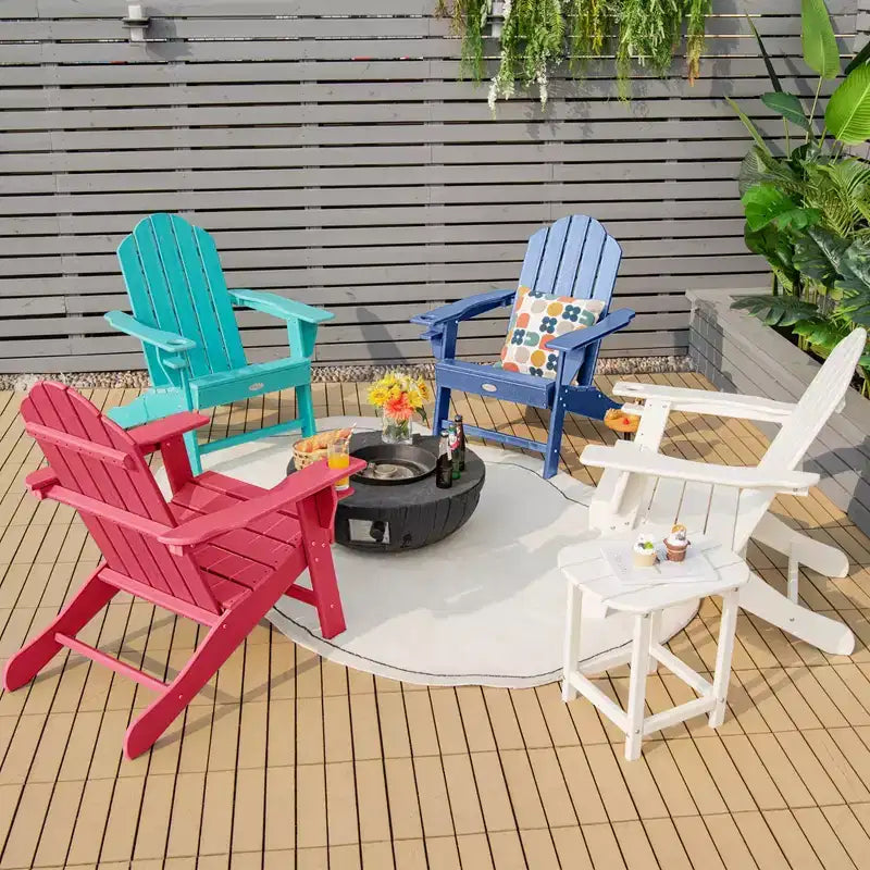 Sedia Adirondack da Patio Costway Resistente alle Intemperie per Giardino/Terrazzo con Portabicchieri Bianco/Nero/Grigio/Turchese/Blu Marino/Rosso
