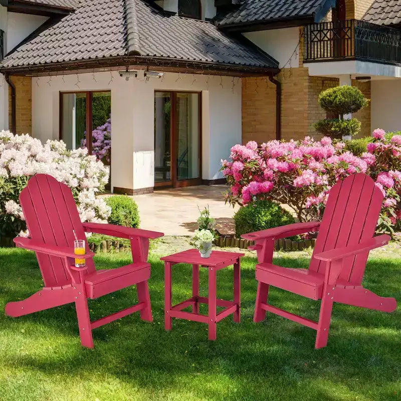 Sedia Adirondack da Patio Costway Resistente alle Intemperie per Giardino/Terrazzo con Portabicchieri Bianco/Nero/Grigio/Turchese/Blu Marino/Rosso