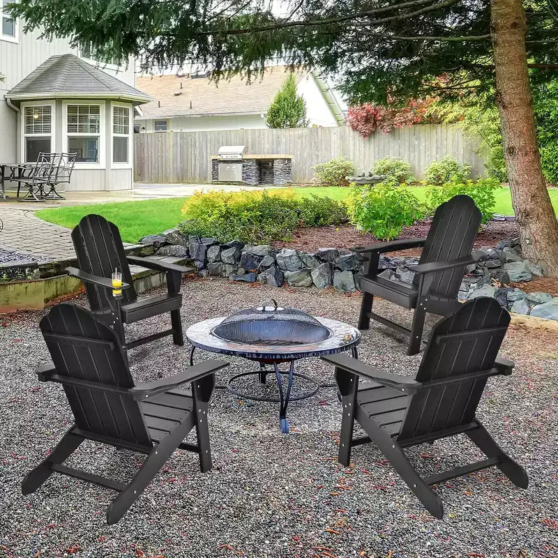 Sedia Adirondack da Patio Costway Resistente alle Intemperie per Giardino/Terrazzo con Portabicchieri Bianco/Nero/Grigio/Turchese/Blu Marino/Rosso