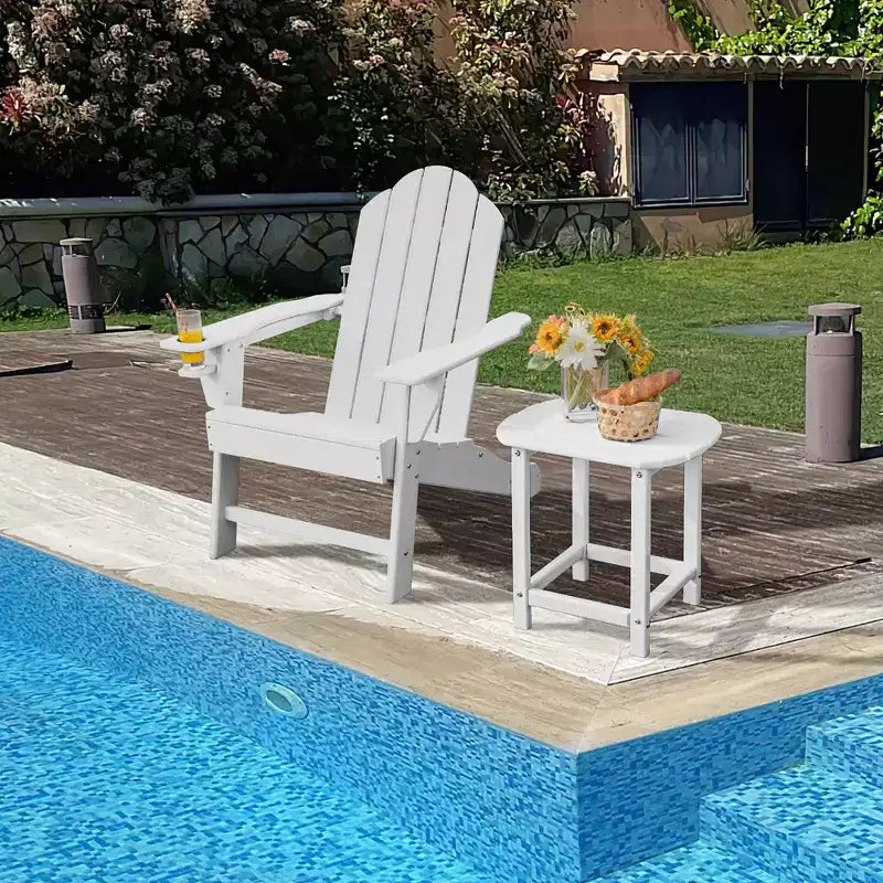 Sedia Adirondack da Patio Costway Resistente alle Intemperie per Giardino/Terrazzo con Portabicchieri Bianco/Nero/Grigio/Turchese/Blu Marino/Rosso