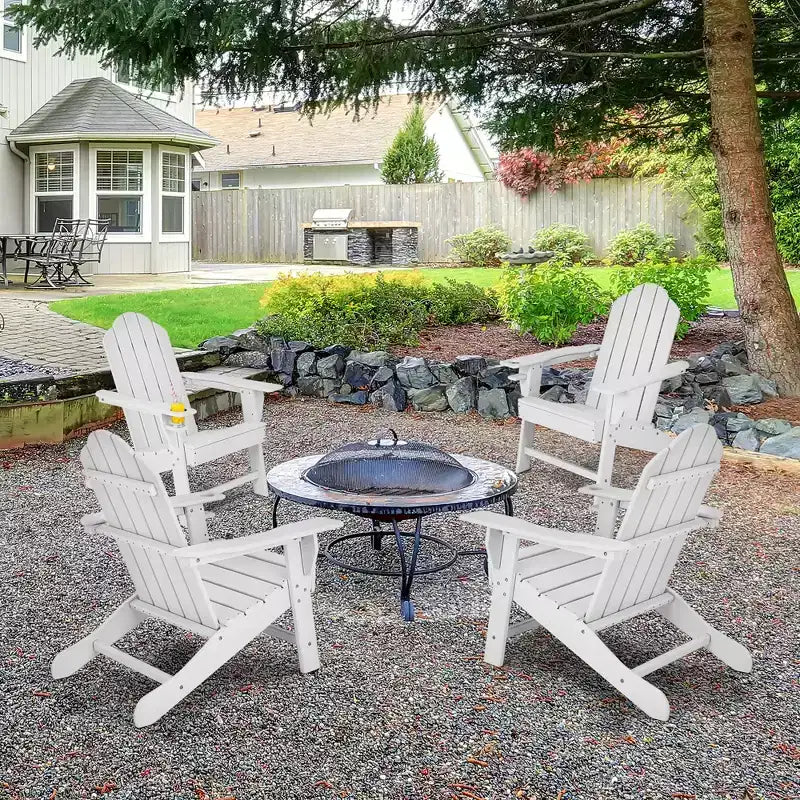Sedia Adirondack da Patio Costway Resistente alle Intemperie per Giardino/Terrazzo con Portabicchieri Bianco/Nero/Grigio/Turchese/Blu Marino/Rosso