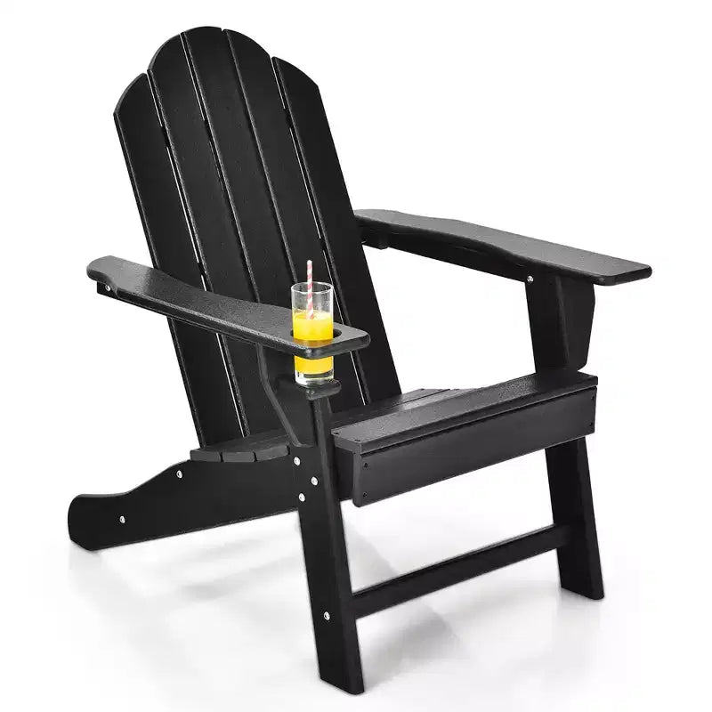 Costway Patio Adirondack Chair Weather Resistant Garden Deck W/Cup Holder White\Black\Grey\Turquoise\Navy\Red