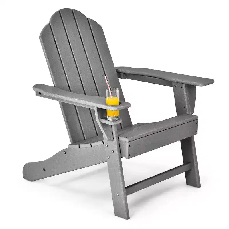 Costway Fauteuil Adirondack de Patio Résistant aux Intempéries avec Porte-Gobelet Blanc\Noir\Gris\Turquoise\Bleu Marine\Rouge