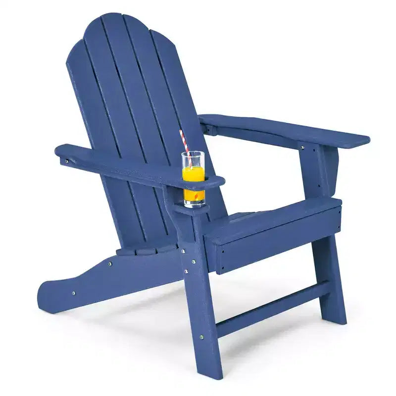 Costway Fauteuil Adirondack de Patio Résistant aux Intempéries avec Porte-Gobelet Blanc\Noir\Gris\Turquoise\Bleu Marine\Rouge