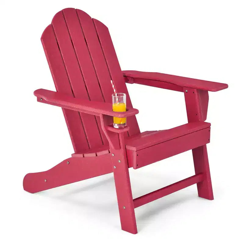 Costway Fauteuil Adirondack de Patio Résistant aux Intempéries avec Porte-Gobelet Blanc\Noir\Gris\Turquoise\Bleu Marine\Rouge