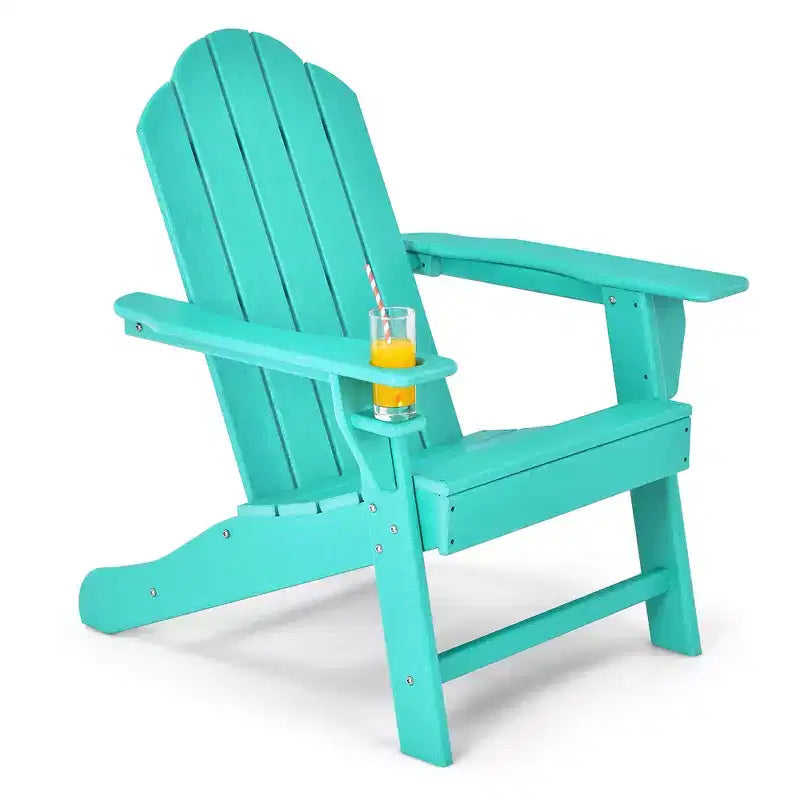 Costway Fauteuil Adirondack de Patio Résistant aux Intempéries avec Porte-Gobelet Blanc\Noir\Gris\Turquoise\Bleu Marine\Rouge