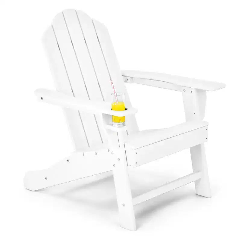 Costway Fauteuil Adirondack de Patio Résistant aux Intempéries avec Porte-Gobelet Blanc\Noir\Gris\Turquoise\Bleu Marine\Rouge