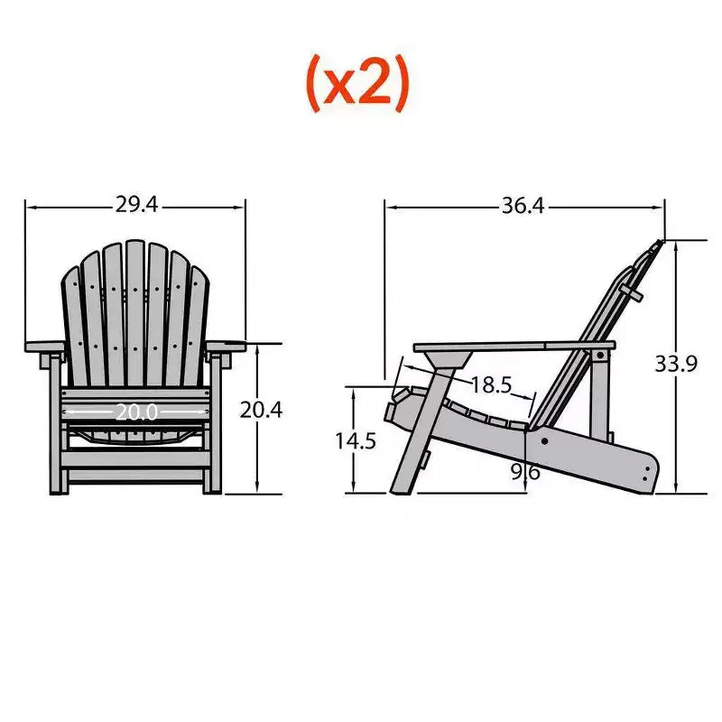 Sedie Adirondack pieghevoli e reclinabili Hamilton, confezione da 2 - highwood