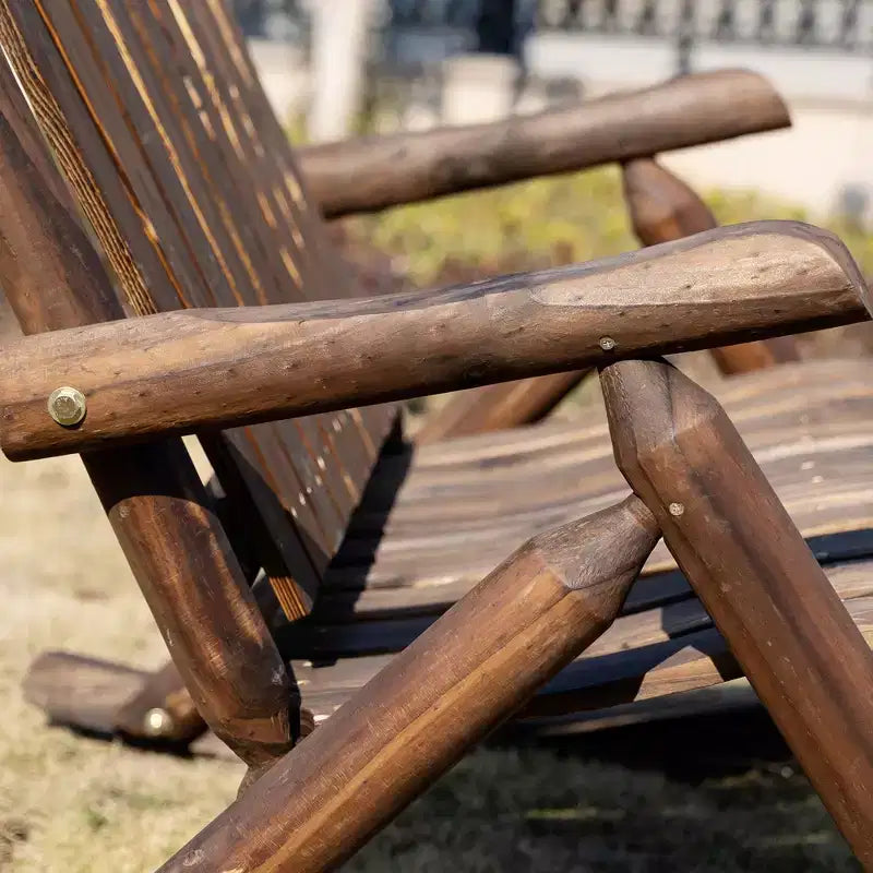 Sedia a dondolo Outsunny Adirondack da esterno con design a doghe in legno, dondolo a 2 posti in legno per patio con schienale alto per prato e giardino