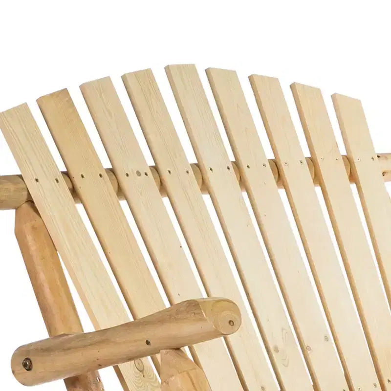 Sedia a dondolo Outsunny Adirondack da esterno con design a doghe in legno, dondolo a 2 posti in legno per patio con schienale alto per prato e giardino