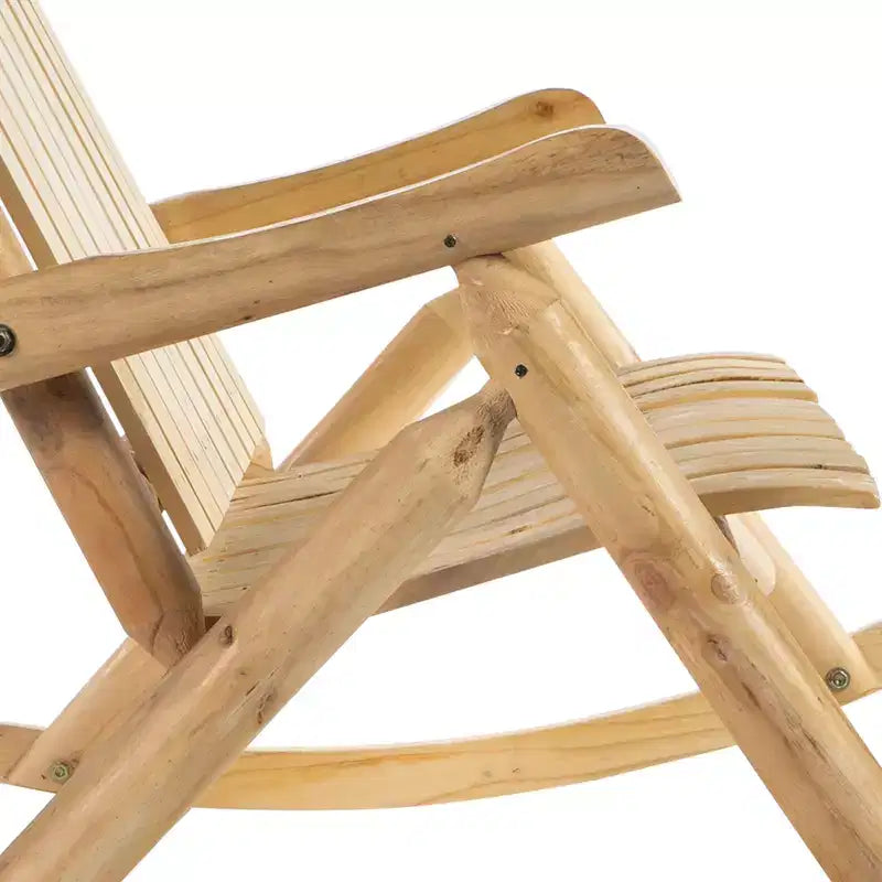 Sedia a dondolo Outsunny Adirondack da esterno con design a doghe in legno, dondolo a 2 posti in legno per patio con schienale alto per prato e giardino
