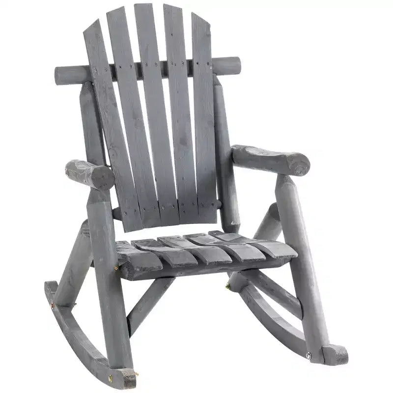 Outsunny Sedia a Dondolo Adirondack in Legno, Dondolo Rustico da Esterno con Design a Doghe per Patio