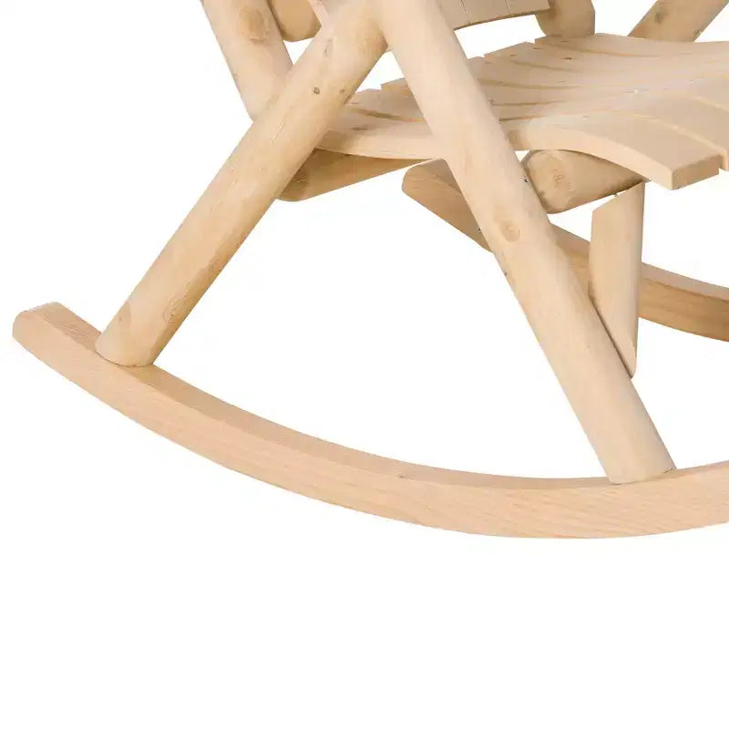 Outsunny Sedia a Dondolo in Legno, Dondolo da Portico per Interni ed Esterni con Design a Doghe, Schienale Alto per Giardino, Cortile