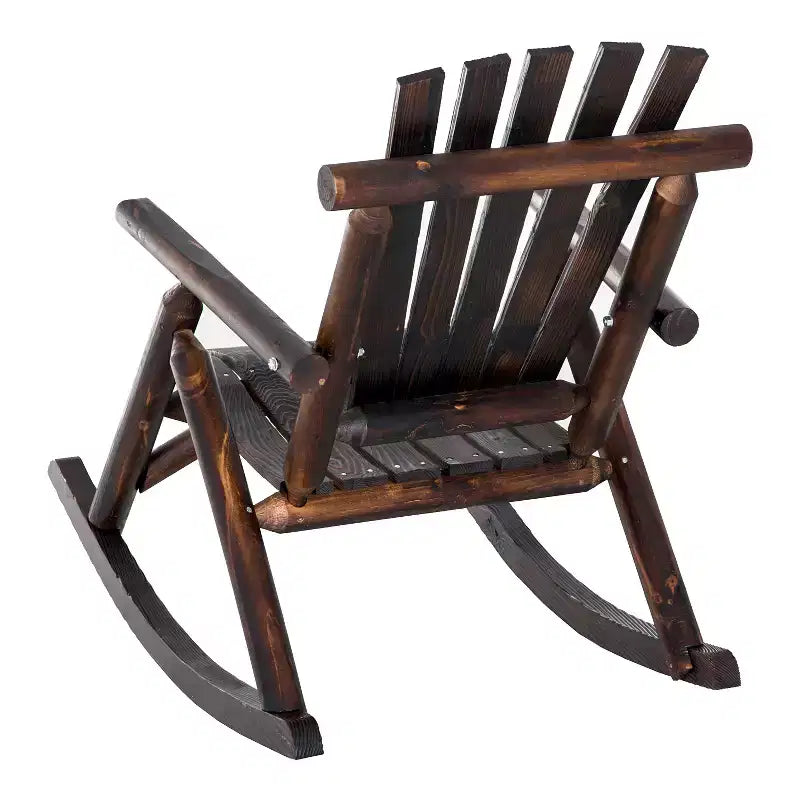 Outsunny Sedia a Dondolo in Legno, Dondolo da Portico per Interni ed Esterni con Design a Doghe, Schienale Alto per Giardino, Cortile