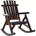 Outsunny Wooden Rocking Chair, Indoor Outdoor Porch Rocker with Slatted Design, High Back for Backyard, Garden