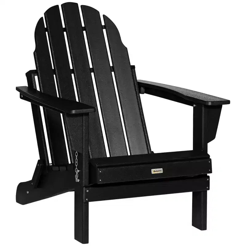 Outsunny Folding Adirondack Chair, Outdoor Fire Pit Seating HDPE Lounger Chair for Patio Deck and Lawn Furnitur