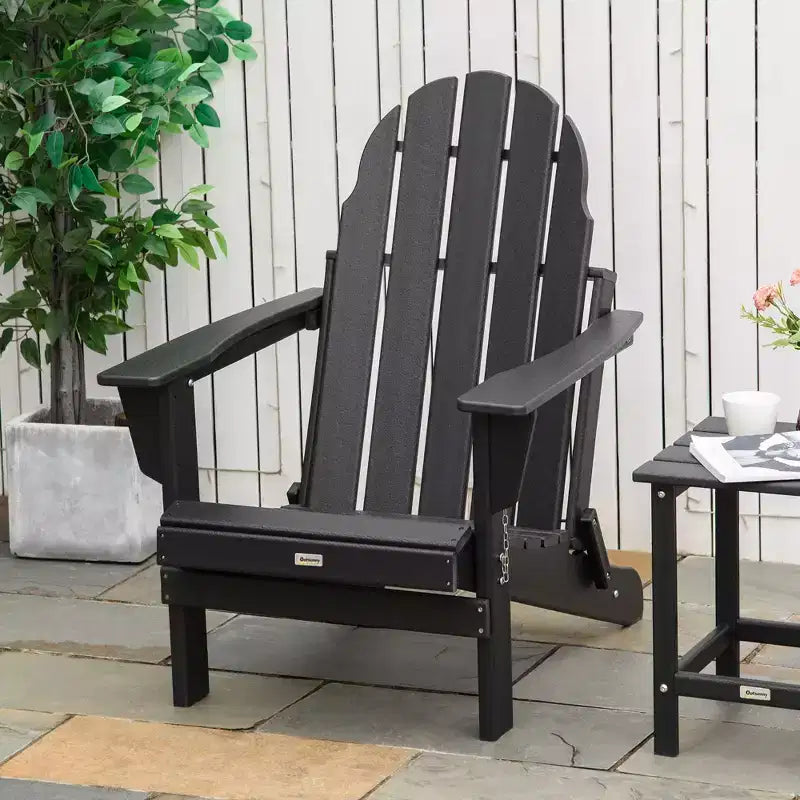 Outsunny Sedia Pieghevole Adirondack, Sedia Sdraio da Esterno in HDPE per Focolare da Giardino, per Patio, Terrazza e Prato