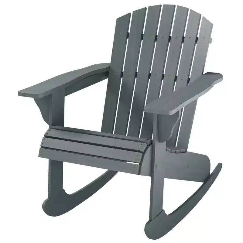 Outsunny Sedia a Dondolo Adirondack Rustica in Legno Sedia a Sdraio da Esterno per Focolare con Design a Doghe in Legno per Patio, Giardino