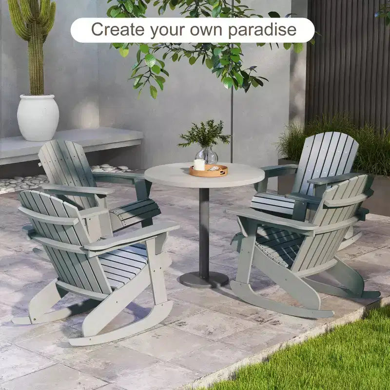 Outsunny Sedia a Dondolo Adirondack Rustica in Legno Sedia a Sdraio da Esterno per Focolare con Design a Doghe in Legno per Patio, Giardino