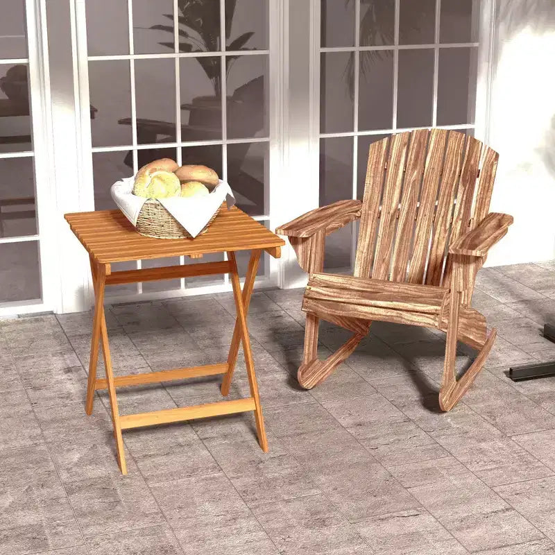 Outsunny Sedia a Dondolo Adirondack Rustica in Legno Sedia a Sdraio da Esterno per Focolare con Design a Doghe in Legno per Patio, Giardino