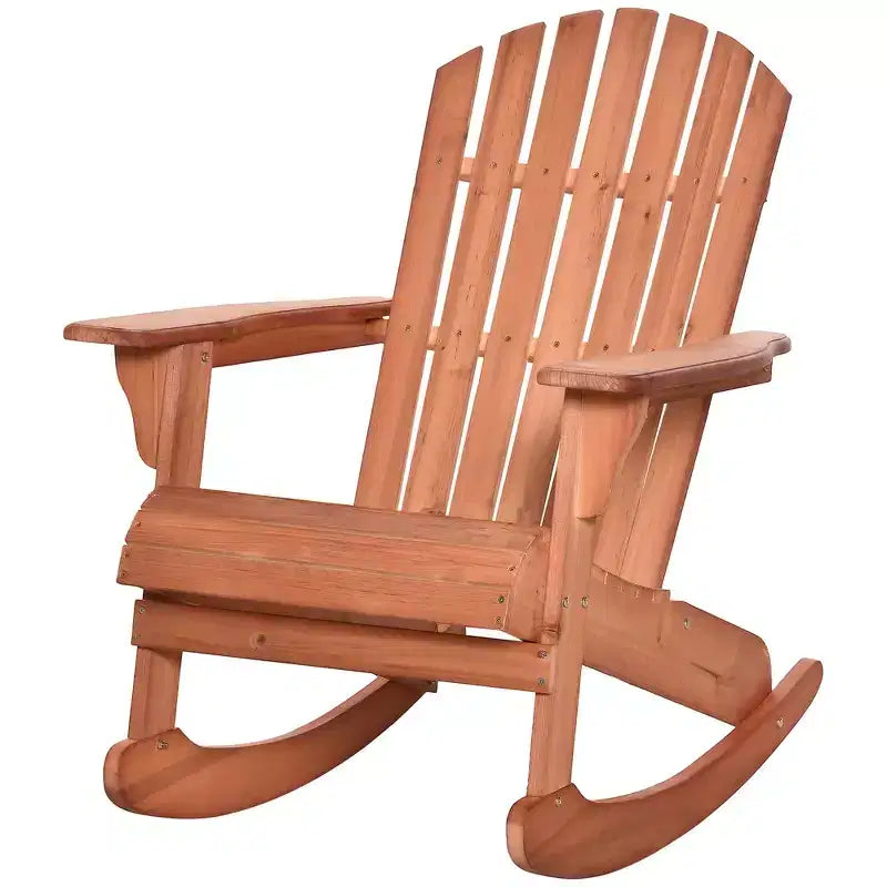 Outsunny Sedia a Dondolo Adirondack Rustica in Legno Sedia a Sdraio da Esterno per Focolare con Design a Doghe in Legno per Patio, Giardino
