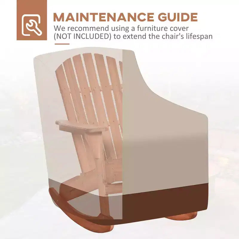 Outsunny Sedia a Dondolo Adirondack Rustica in Legno Sedia a Sdraio da Esterno per Focolare con Design a Doghe in Legno per Patio, Giardino