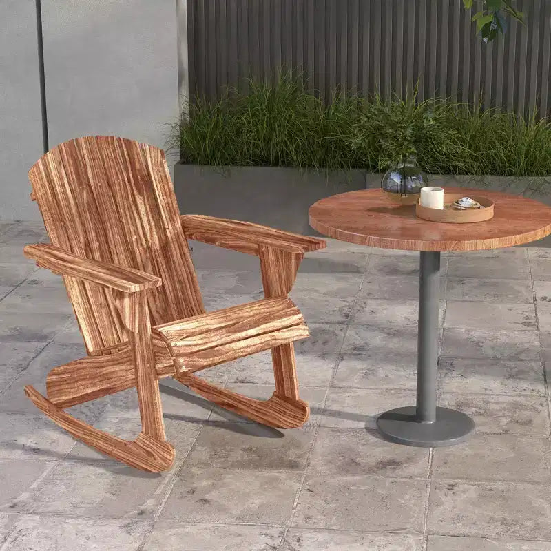Outsunny Sedia a Dondolo Adirondack Rustica in Legno Sedia a Sdraio da Esterno per Focolare con Design a Doghe in Legno per Patio, Giardino
