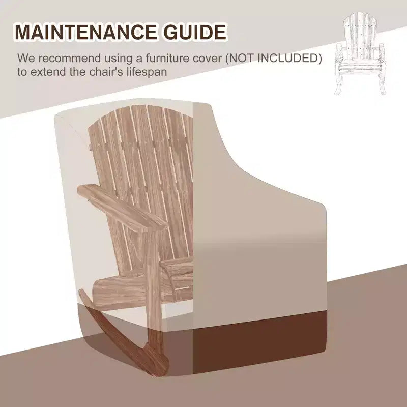 Outsunny Sedia a Dondolo Adirondack Rustica in Legno Sedia a Sdraio da Esterno per Focolare con Design a Doghe in Legno per Patio, Giardino